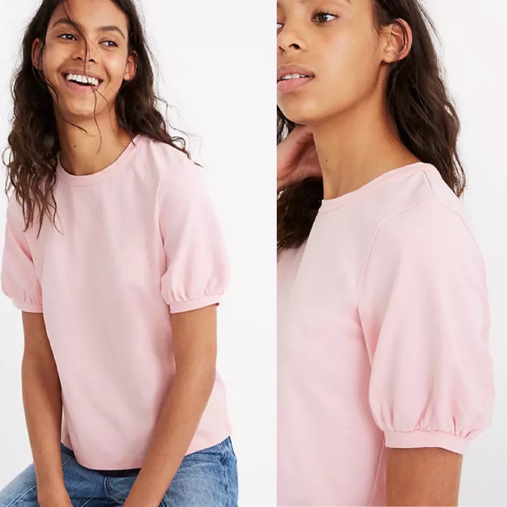 Madewell Sz Sm Pink Puff-Sleeve Tee